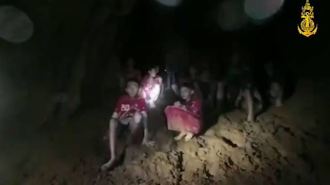 AFP / Royal Thai Navy The under-16 football team was found after trapped for nine days.